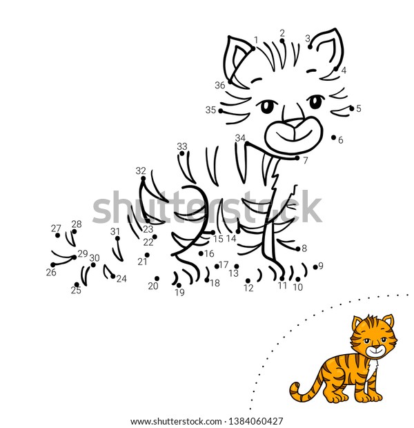Тигр по точкам картинки для детей