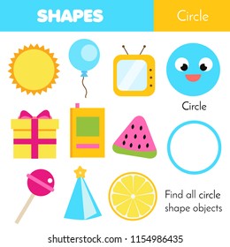 Educational children game. Learning geometric shapes for kids. Circle