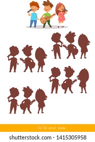 Educational children game. Logic game. Find the correct shadow