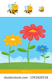 Educational children game. Logic game. Match by size