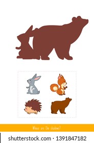 Educational children game. Logic game. Whose are these shadows