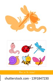 Educational children game. Logic game. Whose are these shadows