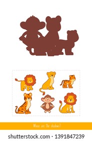 Educational children game. Logic game. Whose are these shadows
