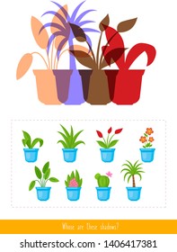 Educational children game. Logic game. Whose are these shadows