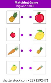 Educational children game. Matching game worksheet for kids. Sorting objects for toddlers.