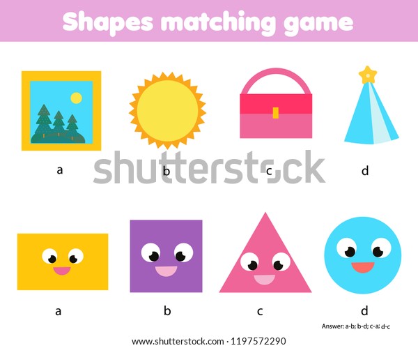 Educational Children Game Matching Game Worksheet Stock Vector (Royalty ...