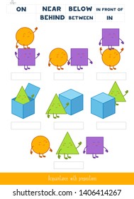 Educational children game. Prepositions of place for preschool