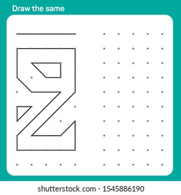 Educational children game, printable worksheet for children. Tracing lines and shapes. Educational game for kids. Combine the points in the figures. vector