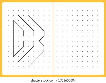 Educational children game, printable worksheet for children. Tracing lines and shapes. Educational game for kids. Combine the points in the figures. vector
