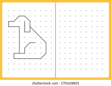 Educational children game, printable worksheet for children. Tracing lines and shapes. Educational game for kids. Combine the points in the figures. vector
