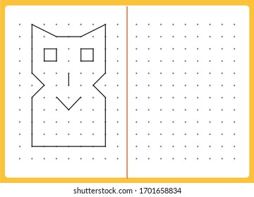 Educational children game, printable worksheet for children. Tracing lines and shapes. Educational game for kids. Combine the points in the figures. vector