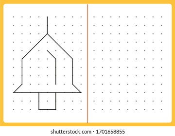 Educational children game, printable worksheet for children. Tracing lines and shapes. Educational game for kids. Combine the points in the figures. vector