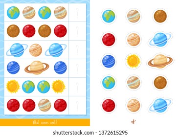 Educational children game, vector illustration. Logic game