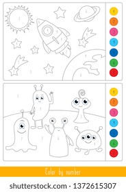 Educational children game, vector illustration. Color by number