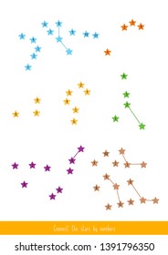 Educational children game, vector illustration. Constellation. Connect the stars.