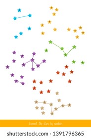 Educational children game, vector illustration. Constellation. Connect the stars.