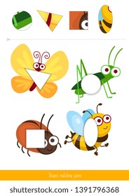 Educational children game, vector illustration. Shapes matching