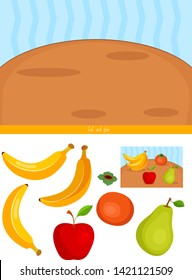 Educational children game, vector illustration. Cut and glue