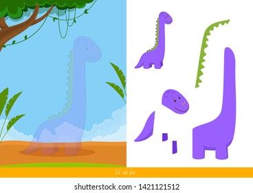 Educational children game, vector illustration. Cut and glue