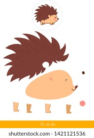 Educational children game, vector illustration. Cut and glue