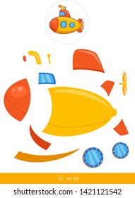 Educational children game, vector illustration. Cut and glue