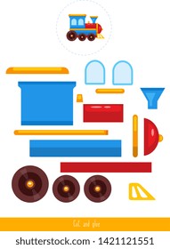 Educational children game, vector illustration. Cut and glue