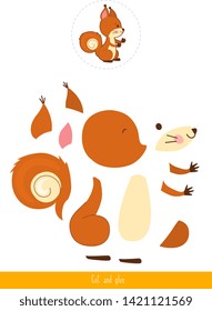 Educational children game, vector illustration. Cut and glue