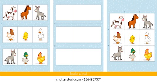 Educational children game, vector.  Logic game for kids.