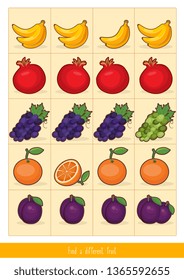 Educational children game, vector. Logic game for kids. Find differences.