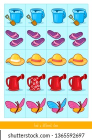 Educational children game, vector. Logic game for kids. Find differences.