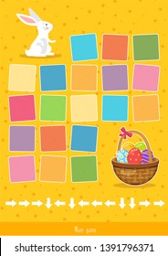 Educational children game, vector. Logic game for kids. Easter maze game.
