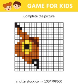 Educational children's game.  Complete the picture. Cute owl head. Kids activity sheet.Vector Illustration.