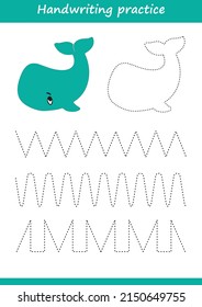  An educational children's game. Preschool tracing for kids and toddlers. Handwriting practice sheet. Simple educational game for kids.