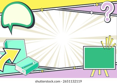Quadros de Quadrinhos Educacionais com Bolha de Fala e Seta - Modelo Horizontal para Conteúdo Infantil, Impressão ou Mídia Digital