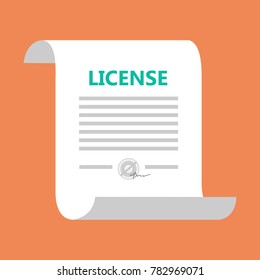 Educational concept, icon of the certificate. Completion of education, issuance of a certificate or license. Modern vector illustration in a flat style.