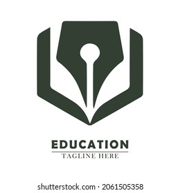 educational concept pen and book, suitable for education logo icon vector abstract flat design