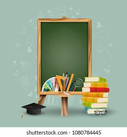 Educational concept and school  for learning in the classroom, including online learning, back to school. Vector illustration background.