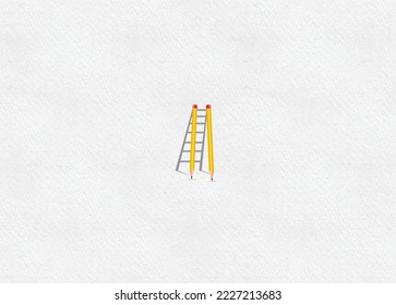 Educational concept. vector pencil and ladder.