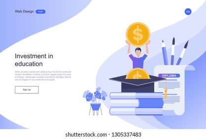 Educational concepts for Investment in education with a stack of books, graduation hat. Vector illustration.flat design.