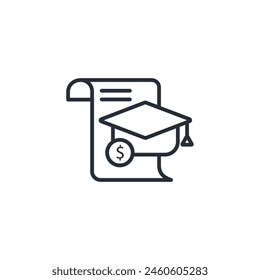 Bildungs-Kosten-Symbol. Vektorgrafik.Editierbarer Strich.Lineares Stilzeichen zur Verwendung Webdesign,Logo.Symbol Illustration.