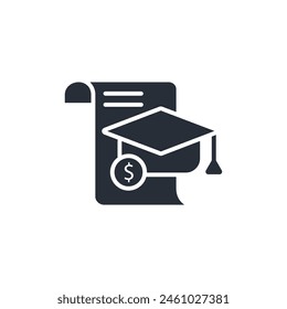 educational cost icon. vector.Editable stroke.linear style sign for use web design,logo.Symbol illustration.