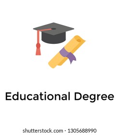 Educational degree flat icon 