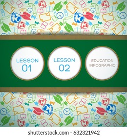 Educational design infographic concept with place for text cut paper circles and colorful icons background vector illustration