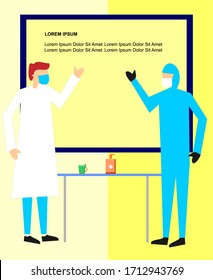 Educational from Doctor how and what to do template with medical workers avoid a disease or viruses