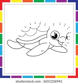 Atividade Educacional Ponto a Ponto para Pré-escola e Jardim de Infância, Vida Marinha Ponto a Ponto e Páginas de Coloração