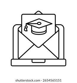 Icono de estilo de ilustración de contorno de Vector de correo electrónico educativo. Archivo EPS 10