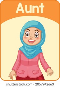 Educational English Word Card Of Aunt Illustration