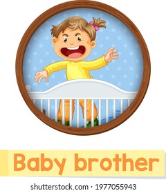 Educational English word card of Baby brother illustration