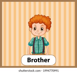 Educational English word card of brother illustration