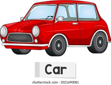 Educational English Word Card Of Car Illustration